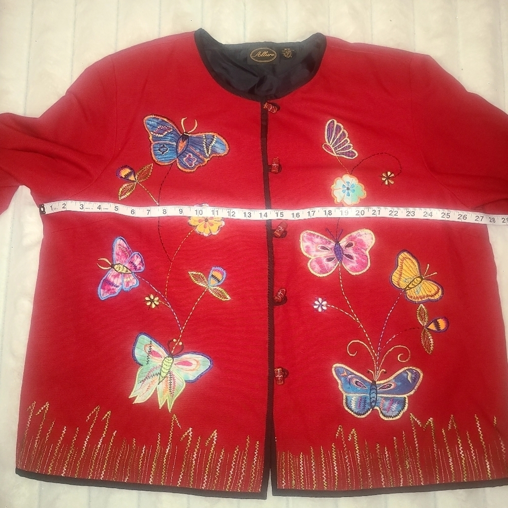 Red Embroidered Butterfly Jacket - Picture 10 of 13